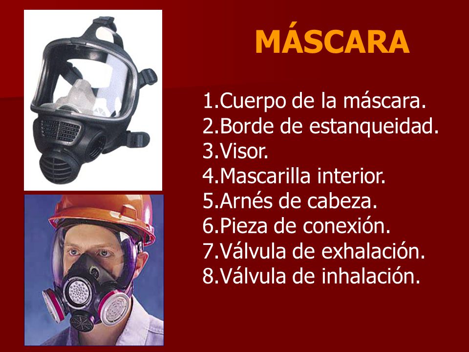 MÁSCARA Cuerpo de la máscara. Borde de estanqueidad. Visor.