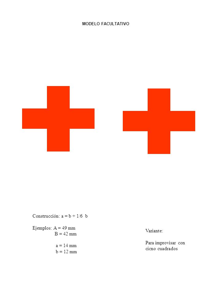 Construcción: a = b + 1/6 b Ejemplos: A = 49 mm B = 42 mm a = 14 mm