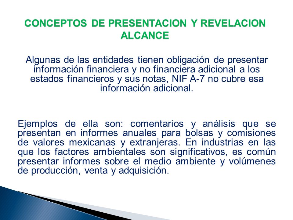 CONCEPTOS DE PRESENTACION Y REVELACION ALCANCE