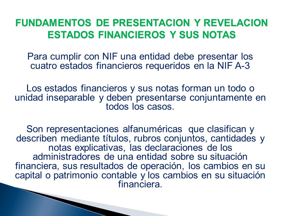 FUNDAMENTOS DE PRESENTACION Y REVELACION ESTADOS FINANCIEROS Y SUS NOTAS