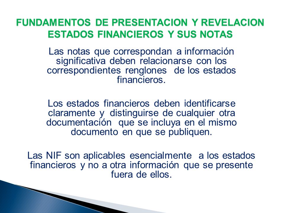 FUNDAMENTOS DE PRESENTACION Y REVELACION ESTADOS FINANCIEROS Y SUS NOTAS