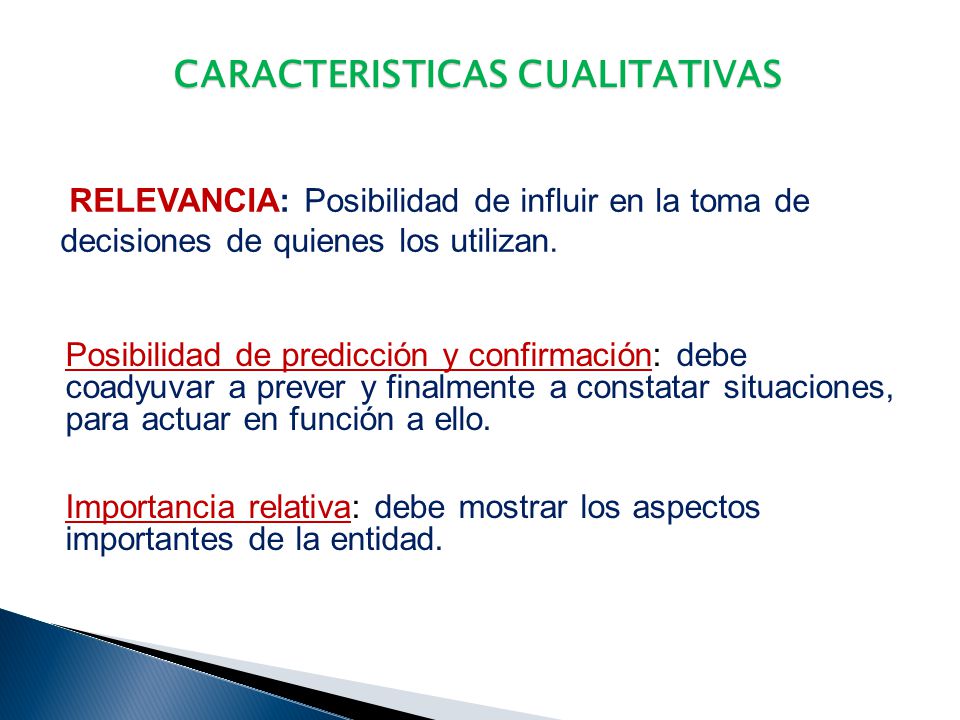 CARACTERISTICAS CUALITATIVAS