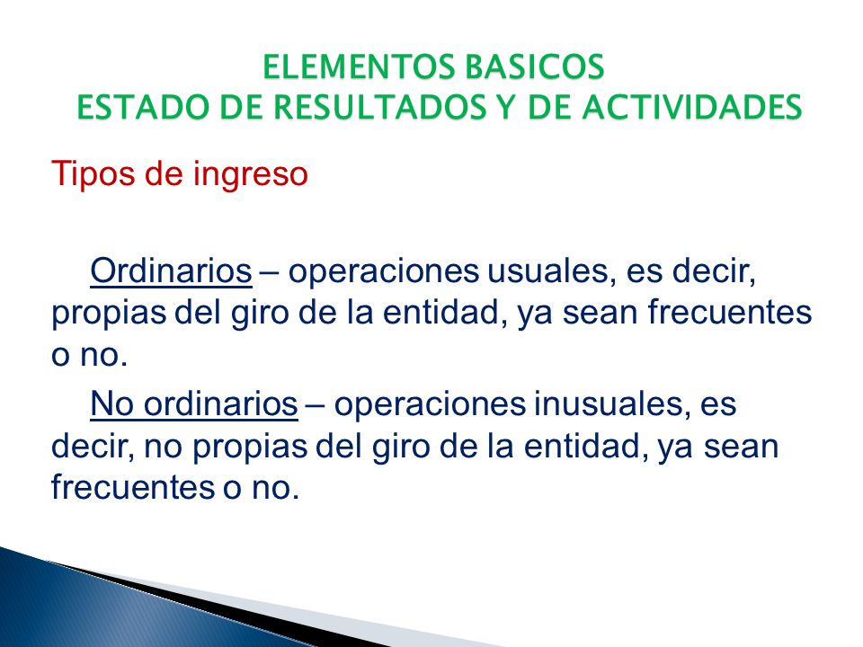 ELEMENTOS BASICOS ESTADO DE RESULTADOS Y DE ACTIVIDADES