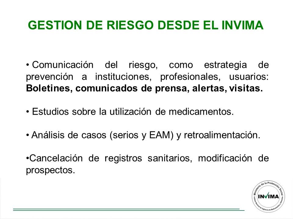 GESTION DE RIESGO DESDE EL INVIMA