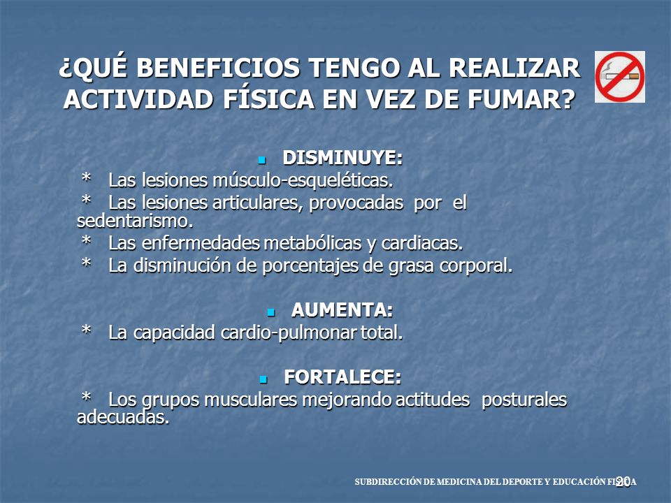 ¿QUÉ BENEFICIOS TENGO AL REALIZAR ACTIVIDAD FÍSICA EN VEZ DE FUMAR