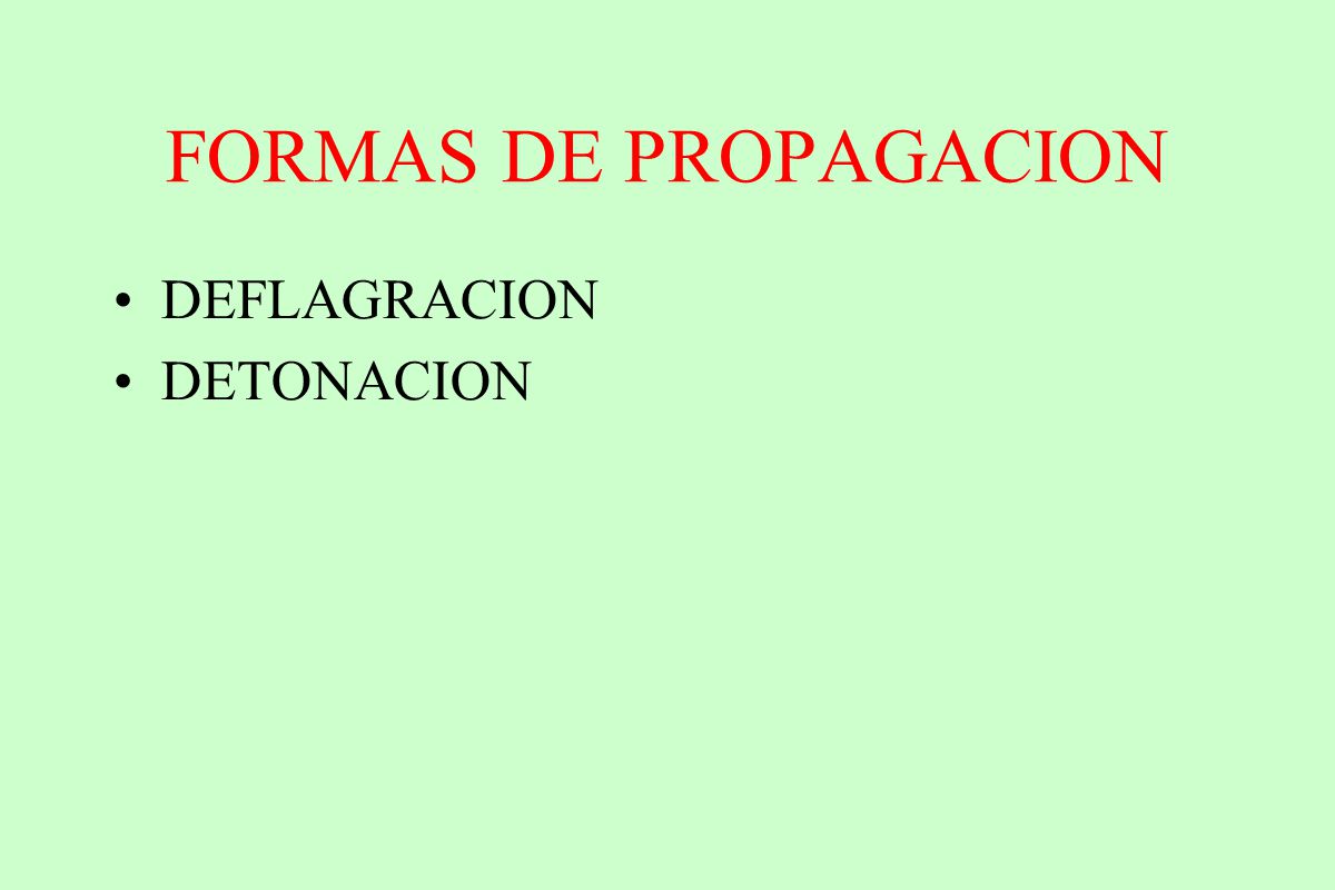 FORMAS DE PROPAGACION DEFLAGRACION DETONACION