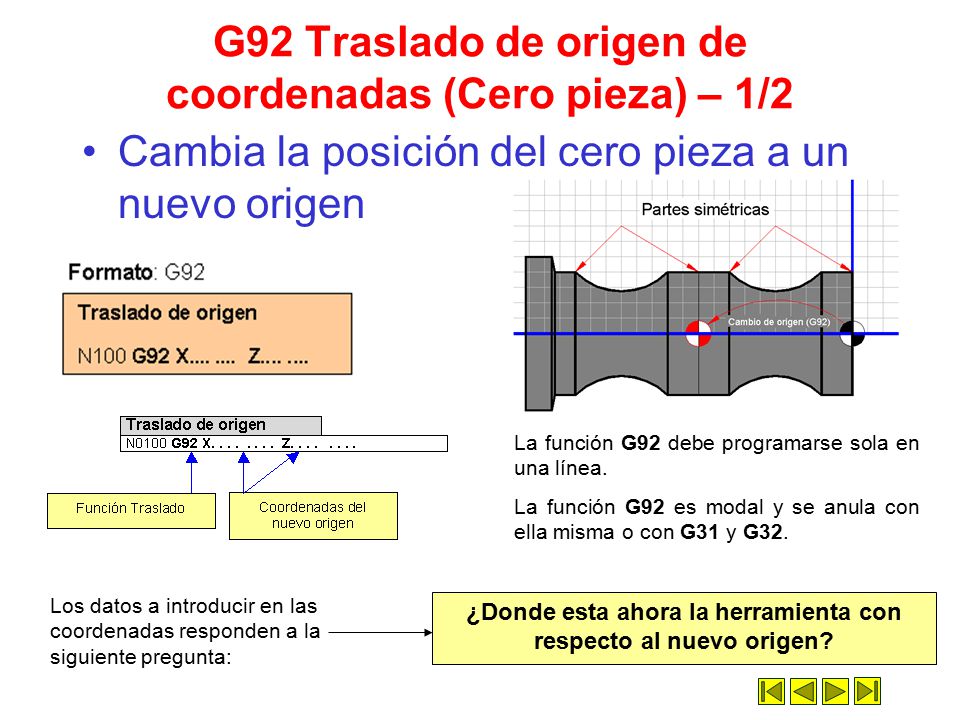 G92 Traslado de origen de coordenadas (Cero pieza) – 1/2