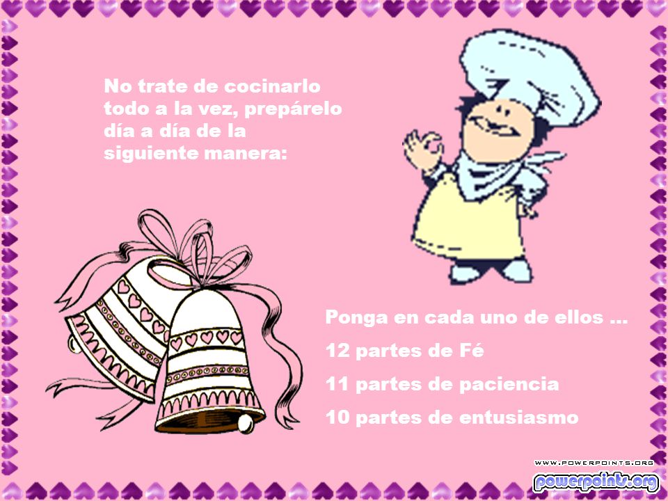No trate de cocinarlo todo a la vez, prepárelo día a día de la siguiente manera: