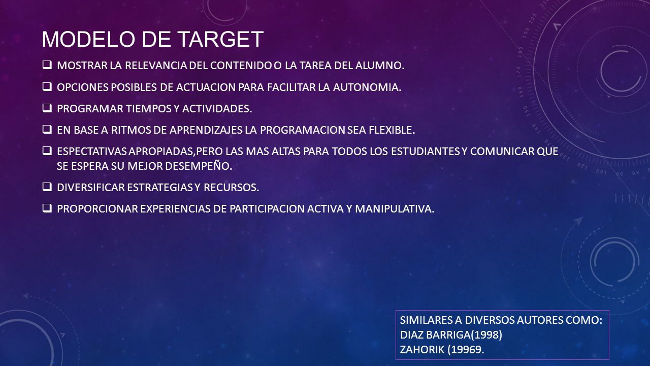 MODELO DE TARGET MOSTRAR LA RELEVANCIA DEL CONTENIDO O LA TAREA DEL ALUMNO. OPCIONES POSIBLES DE ACTUACION PARA FACILITAR LA AUTONOMIA.