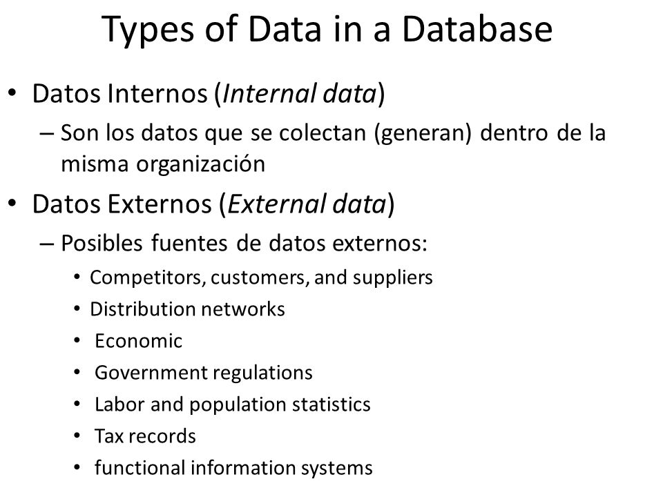 Types of Data in a Database