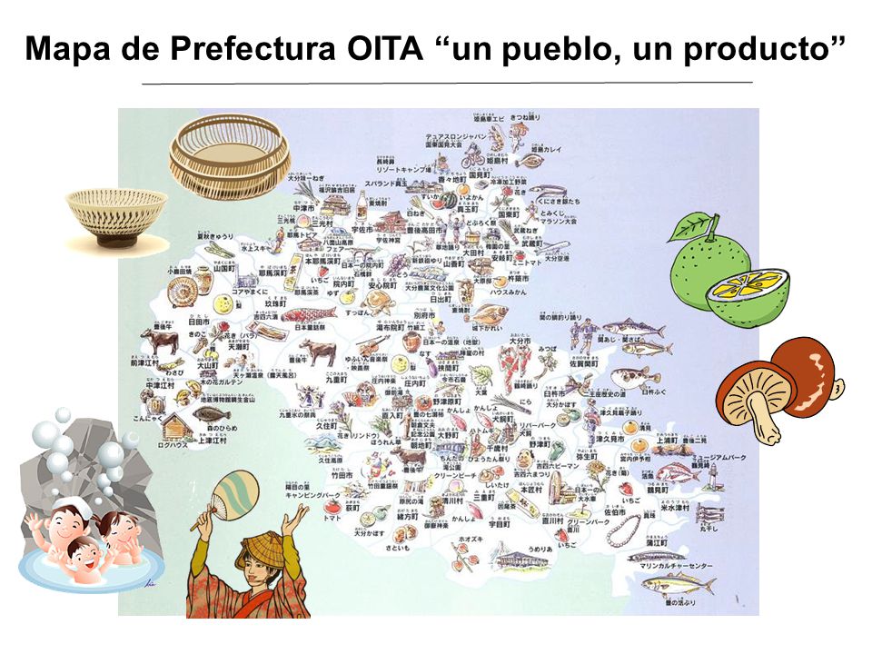 Mapa de Prefectura OITA un pueblo, un producto