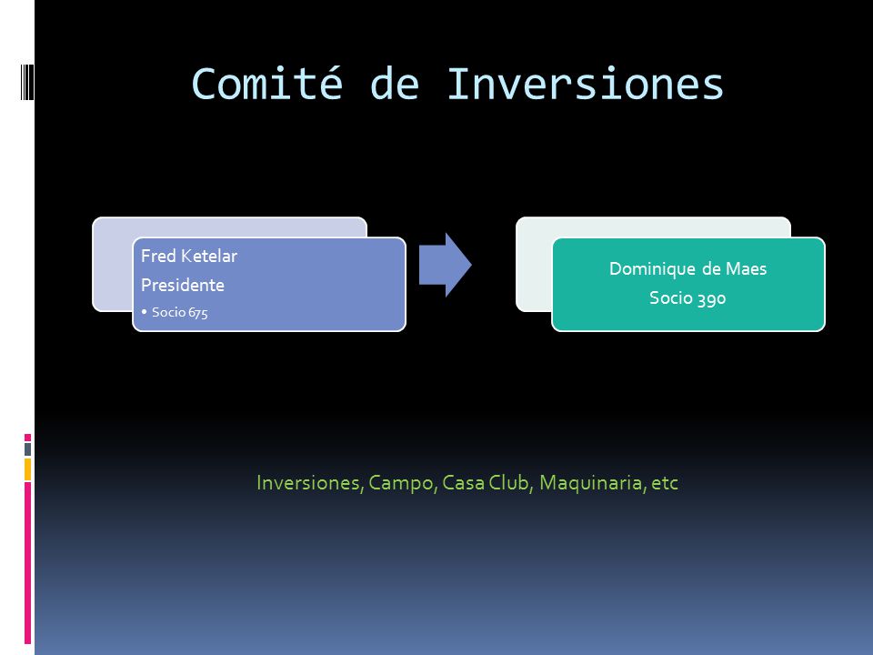 Inversiones, Campo, Casa Club, Maquinaria, etc