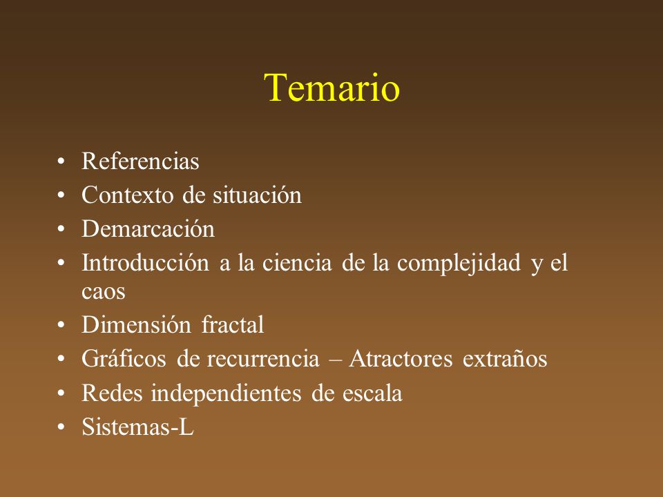 Temario Referencias Contexto de situación Demarcación