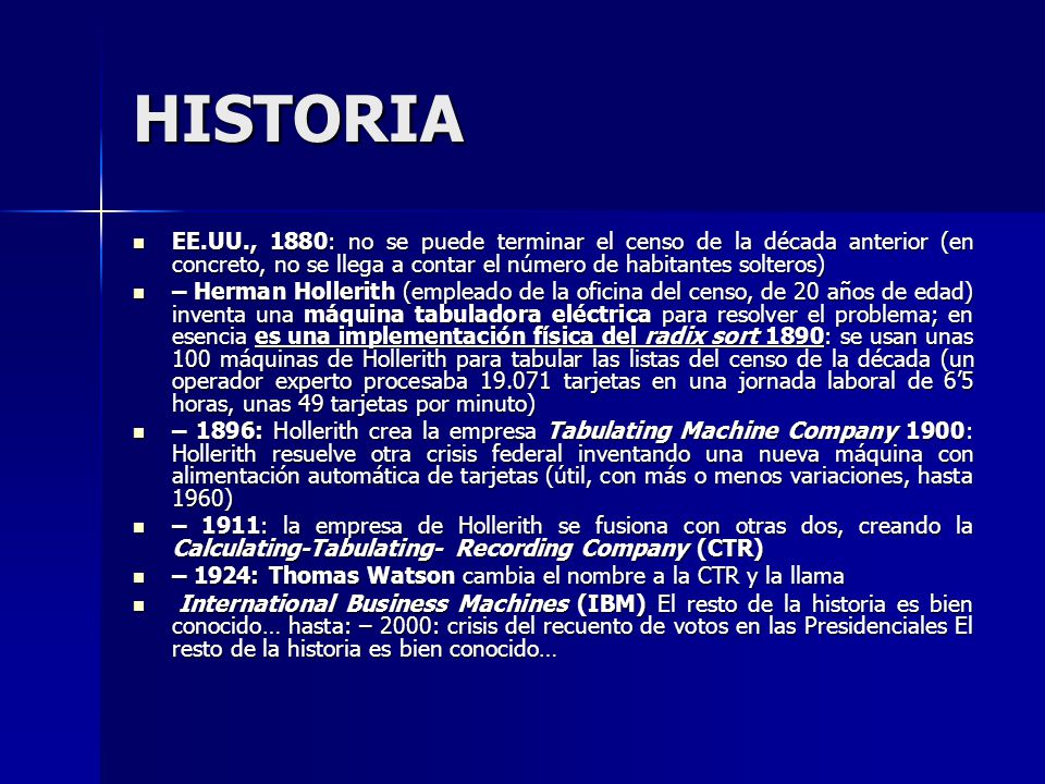 HISTORIA EE.UU., 1880: no se puede terminar el censo de la década anterior (en concreto, no se llega a contar el número de habitantes solteros)