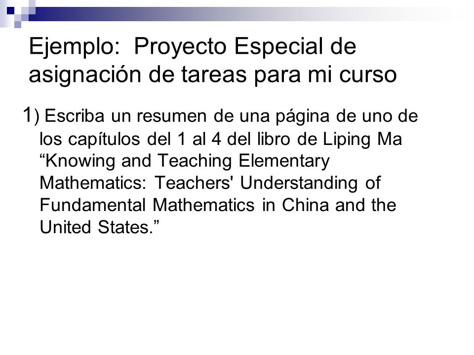 Ejemplo: Proyecto Especial de asignación de tareas para mi curso