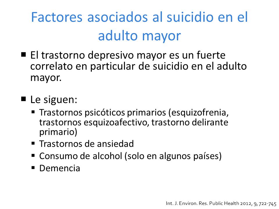 Factores asociados al suicidio en el adulto mayor
