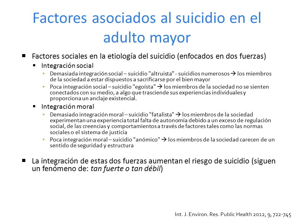 Factores asociados al suicidio en el adulto mayor