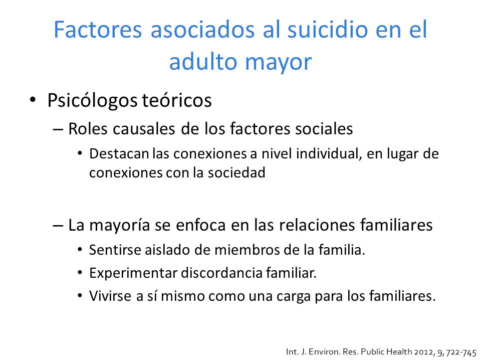 Factores asociados al suicidio en el adulto mayor