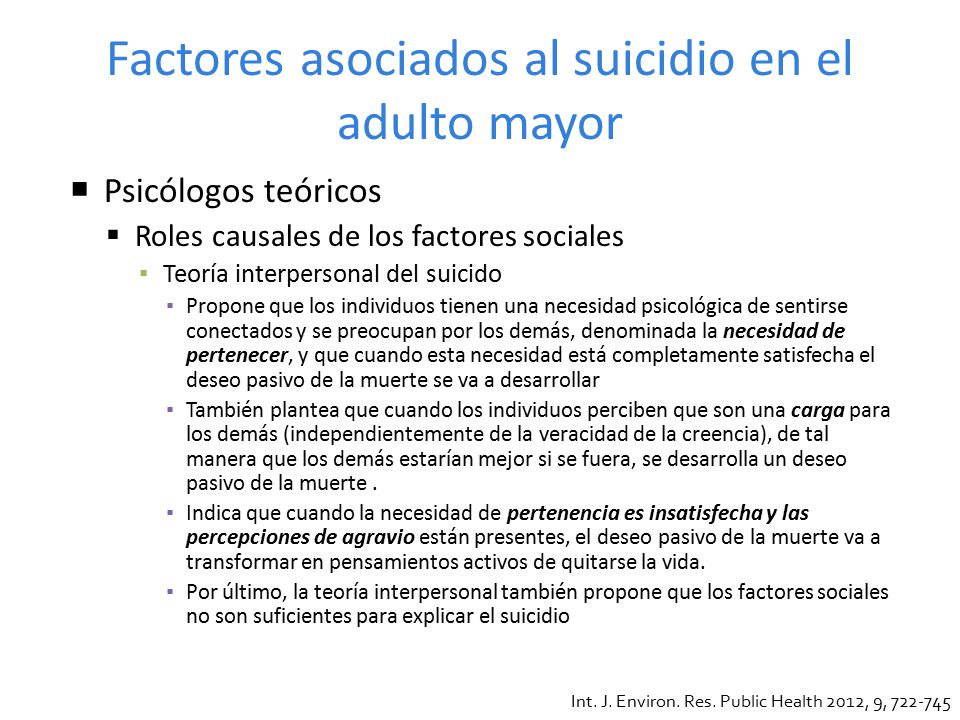 Factores asociados al suicidio en el adulto mayor