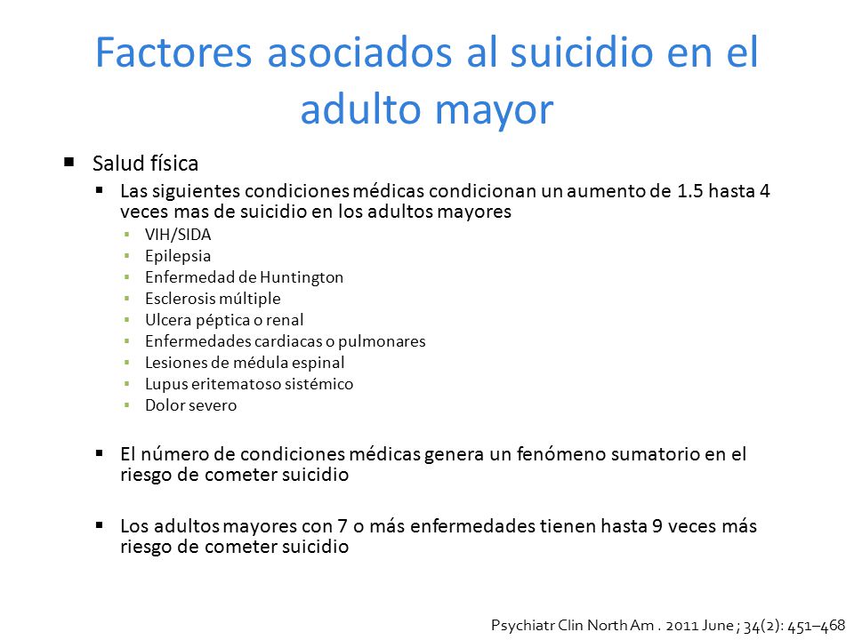 Factores asociados al suicidio en el adulto mayor