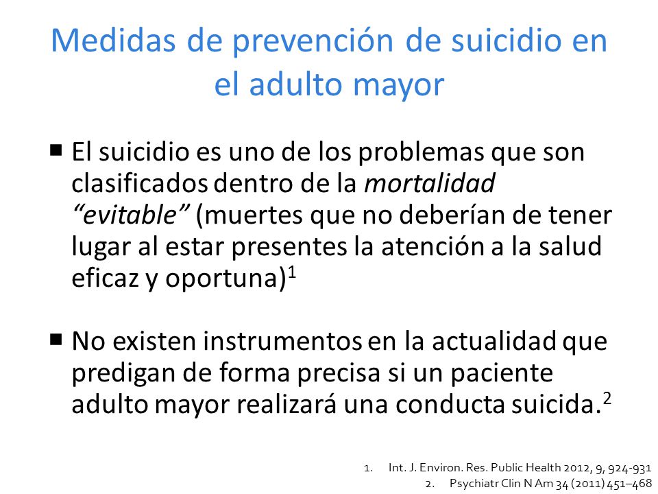 Medidas de prevención de suicidio en el adulto mayor