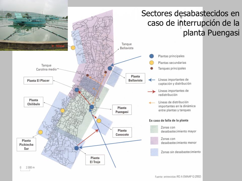 Sectores desabastecidos en caso de interrupción de la planta Puengasi