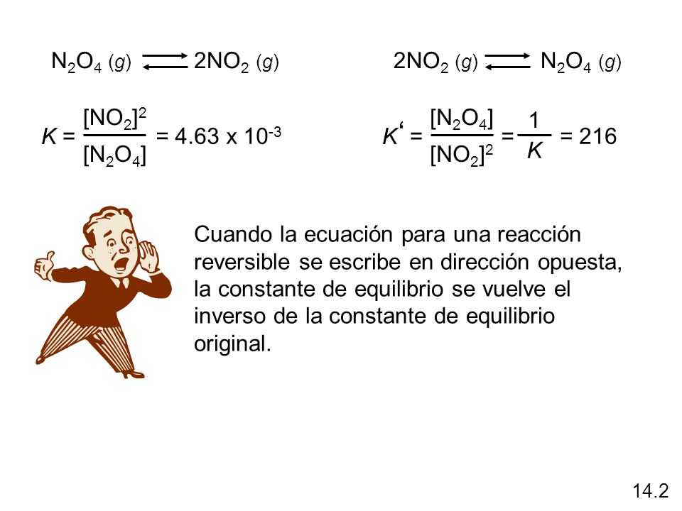 ‘ N2O4 (g) 2NO2 (g) 2NO2 (g) N2O4 (g) = 4.63 x 10-3 K = [NO2]2 [N2O4]