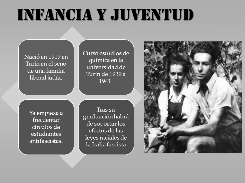 INFANCIA Y JUVENTUD Nació en 1919 en Turín en el seno de una familia liberal judía.