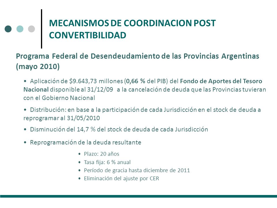 MECANISMOS DE COORDINACION POST CONVERTIBILIDAD