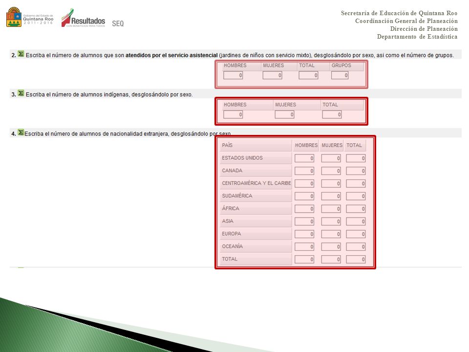 Secretaría de Educación de Quintana Roo Coordinación General de Planeación Dirección de Planeación Departamento de Estadística