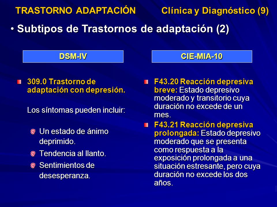 Subtipos de Trastornos de adaptación (2)