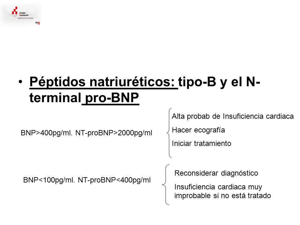 Péptidos natriuréticos: tipo-B y el N-terminal pro-BNP