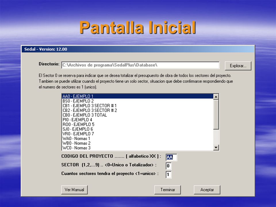 Pantalla Inicial