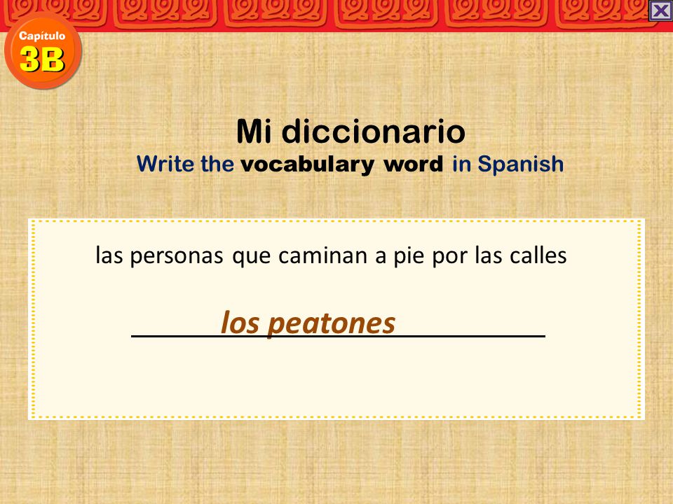 Mi diccionario las personas que caminan a pie por las calles