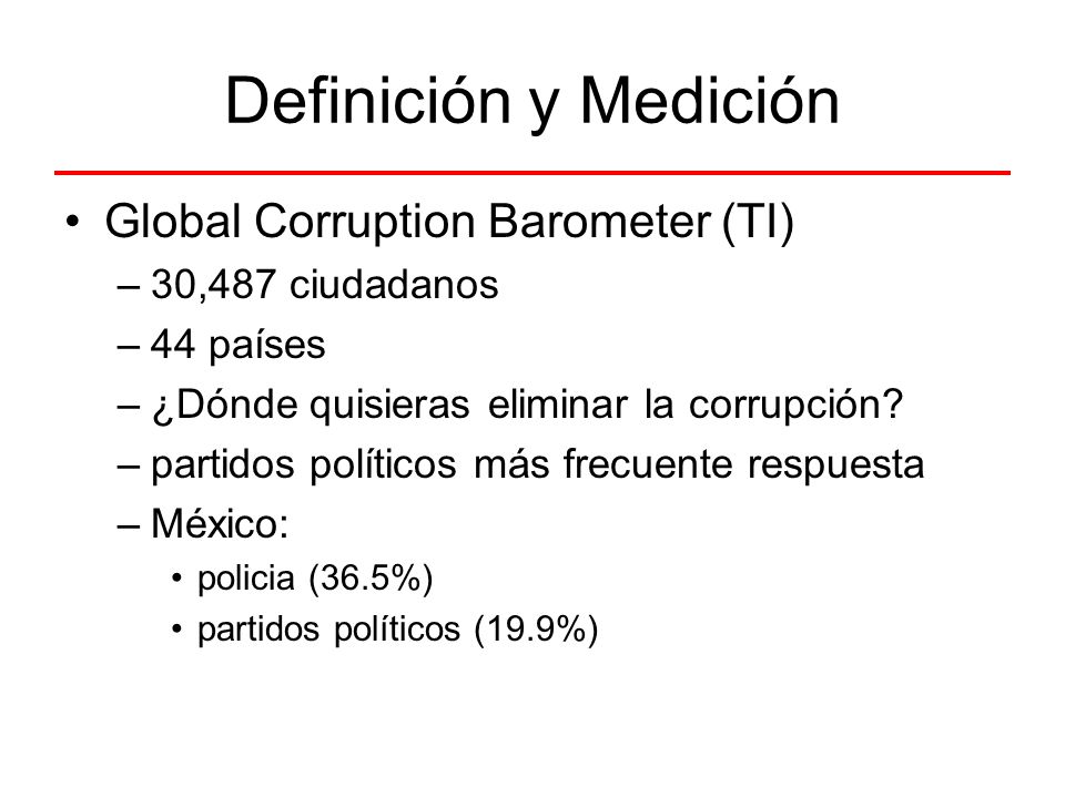 Definición y Medición Global Corruption Barometer (TI)