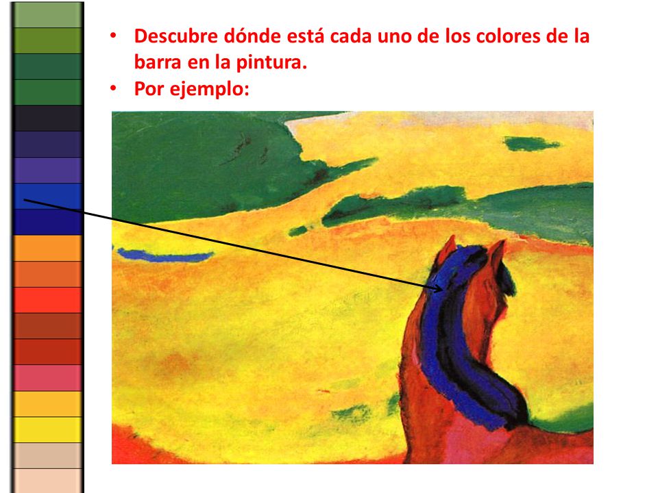 Descubre dónde está cada uno de los colores de la barra en la pintura.