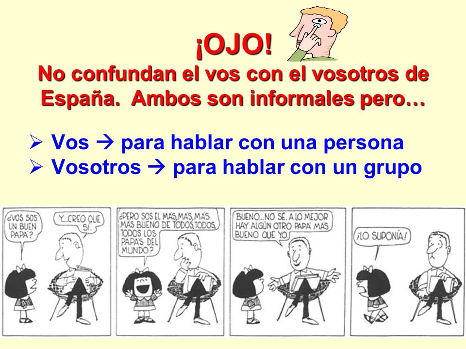 ¡OJO. No confundan el vos con el vosotros de España