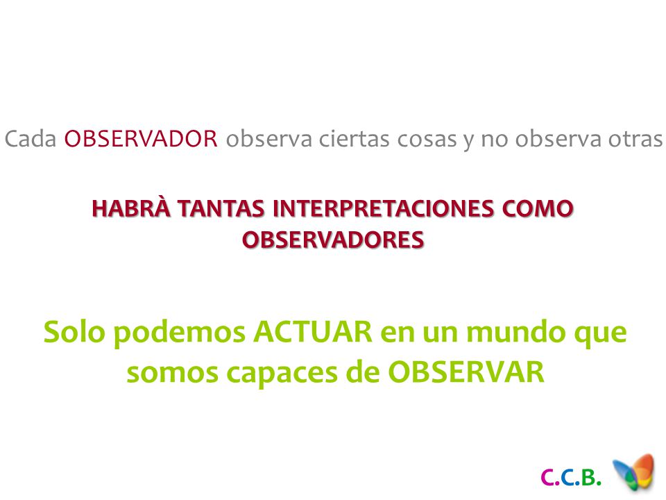 Solo podemos ACTUAR en un mundo que somos capaces de OBSERVAR