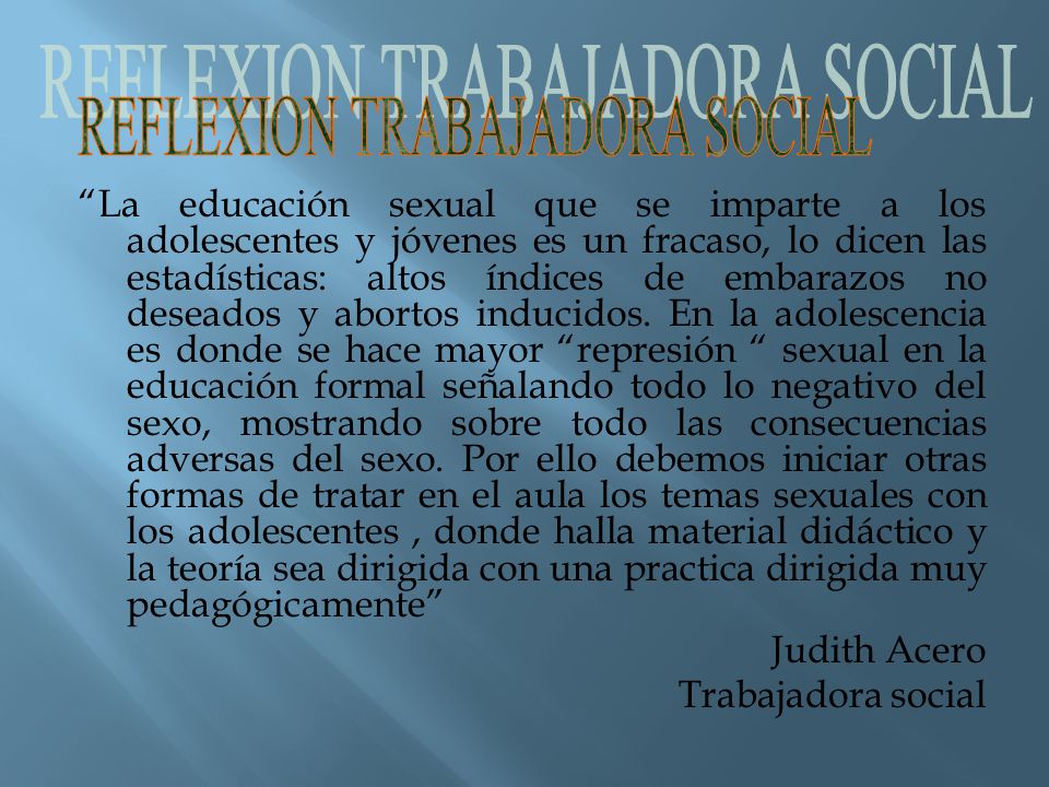 REFLEXION TRABAJADORA SOCIAL