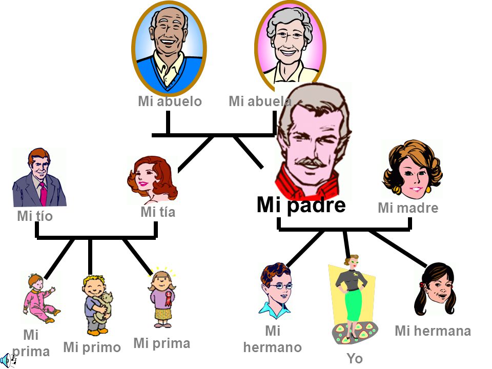 Mi padre Mi abuelo Mi abuela Mi madre Mi tía Mi tío Mi hermano