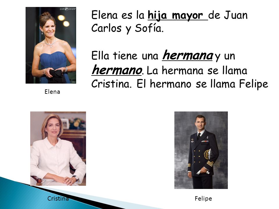 Elena es la hija mayor de Juan Carlos y Sofía.