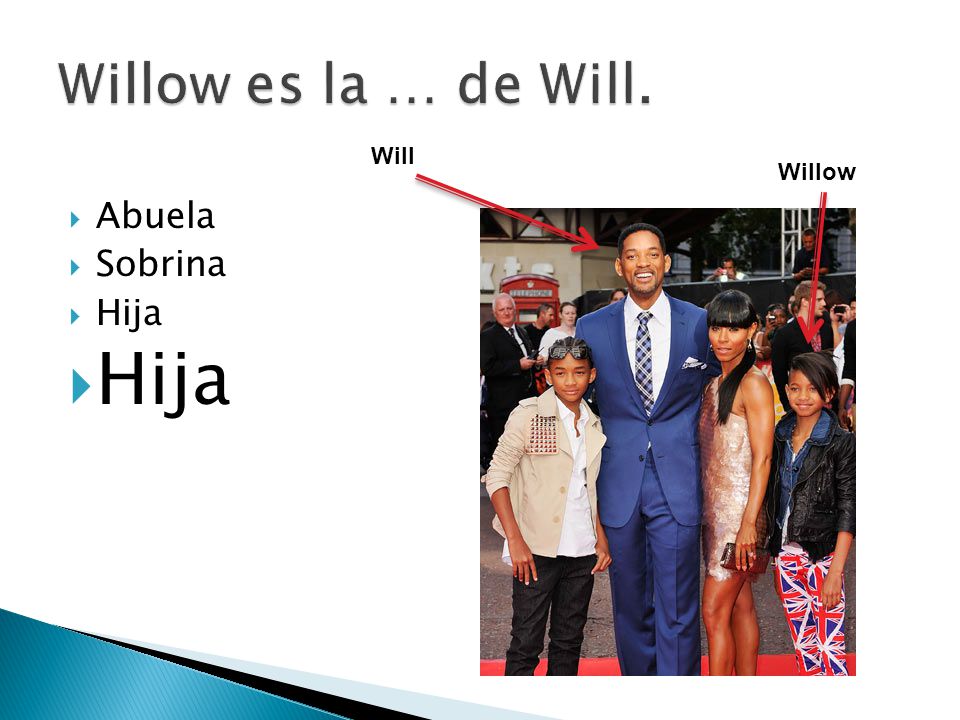 Willow es la … de Will. Will Willow Abuela Sobrina Hija