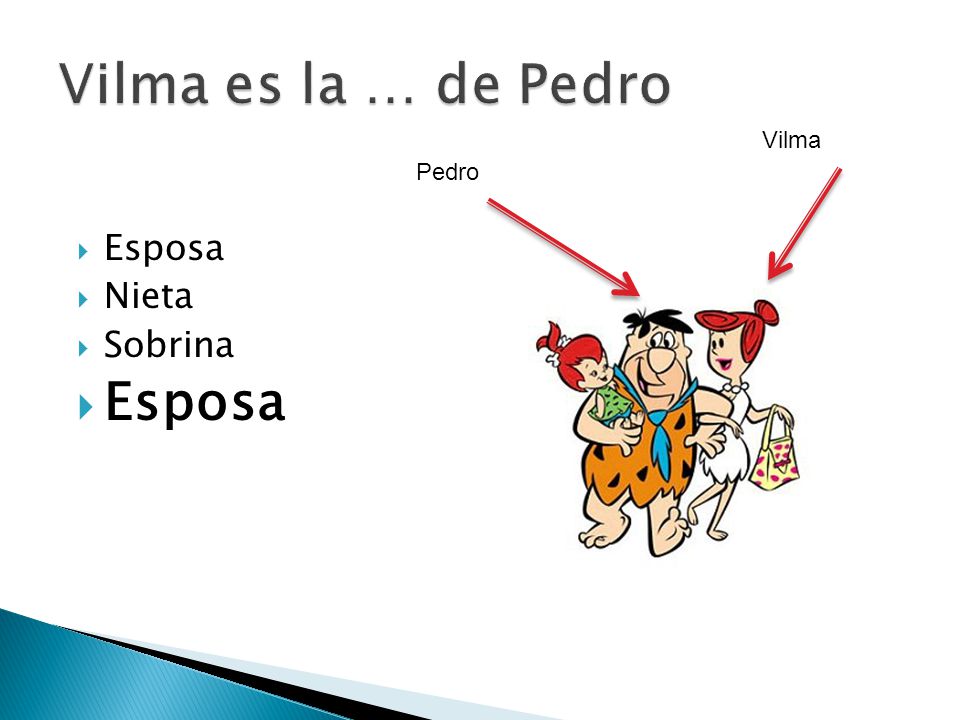 Vilma es la … de Pedro Vilma Pedro Esposa Nieta Sobrina