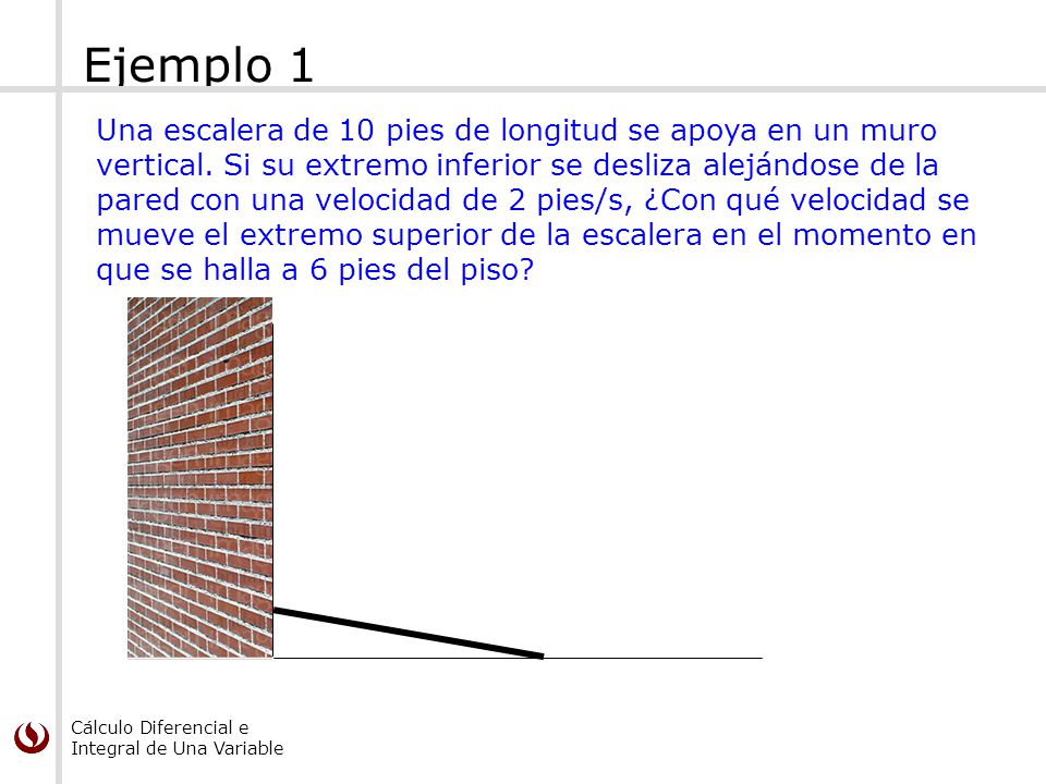 Ejemplo 1 Una escalera de 10 pies de longitud se apoya en un muro