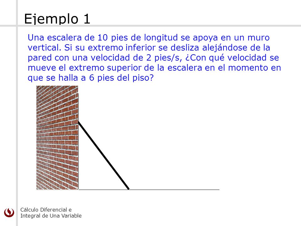 Ejemplo 1 Una escalera de 10 pies de longitud se apoya en un muro