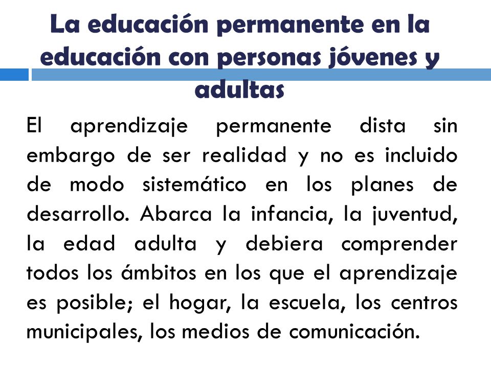 La educación permanente en la educación con personas jóvenes y adultas