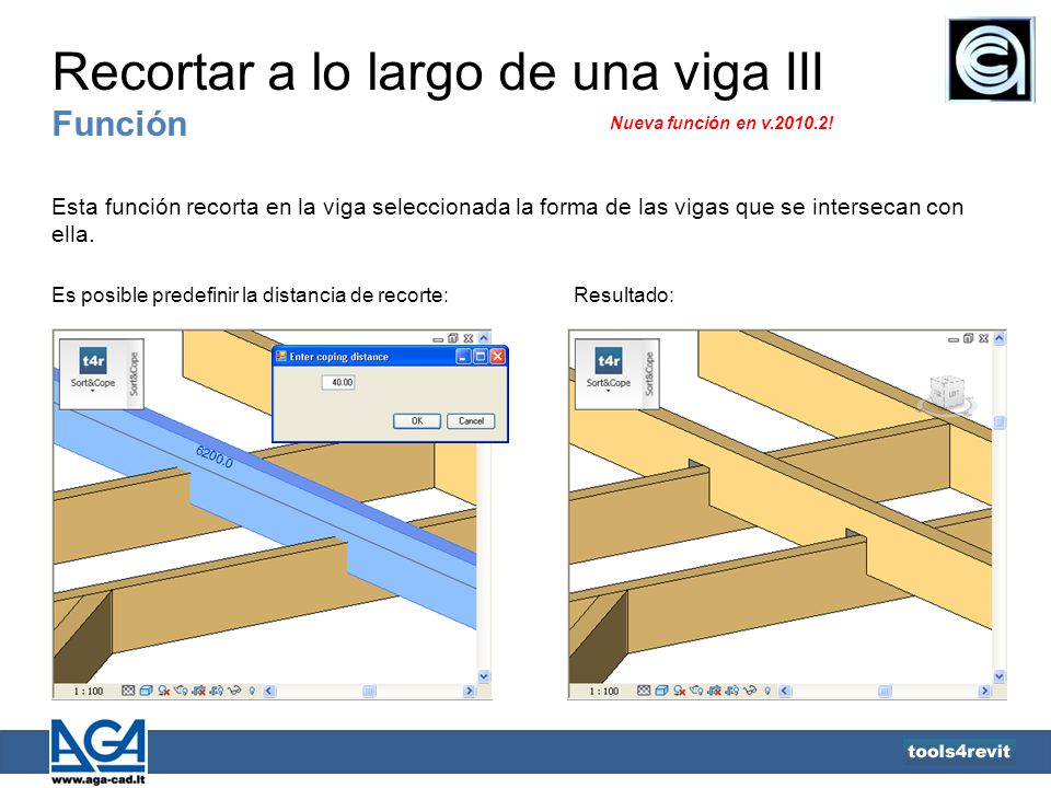Recortar a lo largo de una viga III