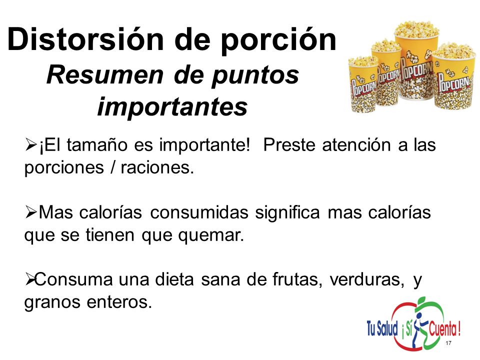 Tu Salud іSí Cuenta!: Nutrición Saludable Distorsión de Porción