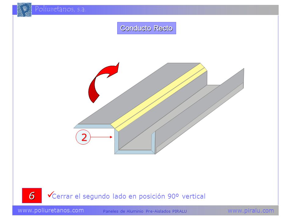 Conducto Recto 2 6 Cerrar el segundo lado en posición 90º vertical