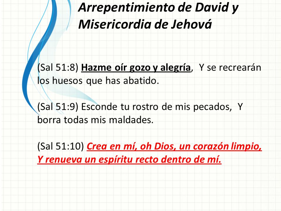 Arrepentimiento de David y Misericordia de Jehová